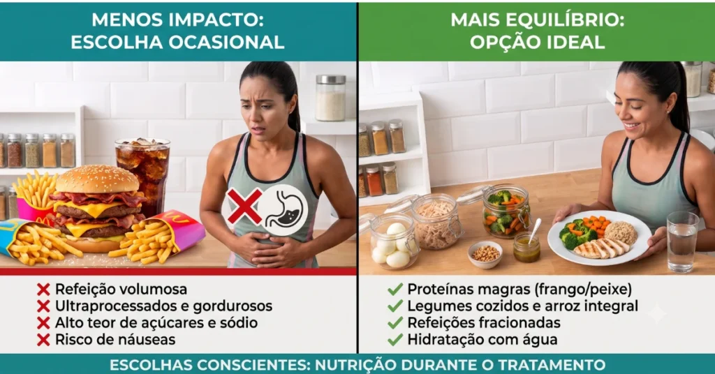 Como montar o prato ideal e evitar enjoos durante o uso de medicações para emagrecimento.